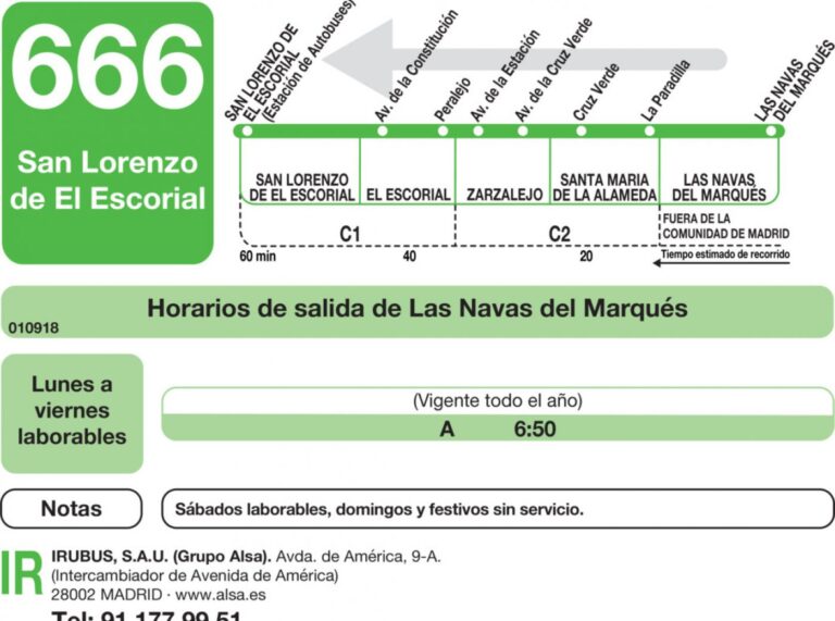 Autobuses Zarzalejo Línea 666 Vuelta